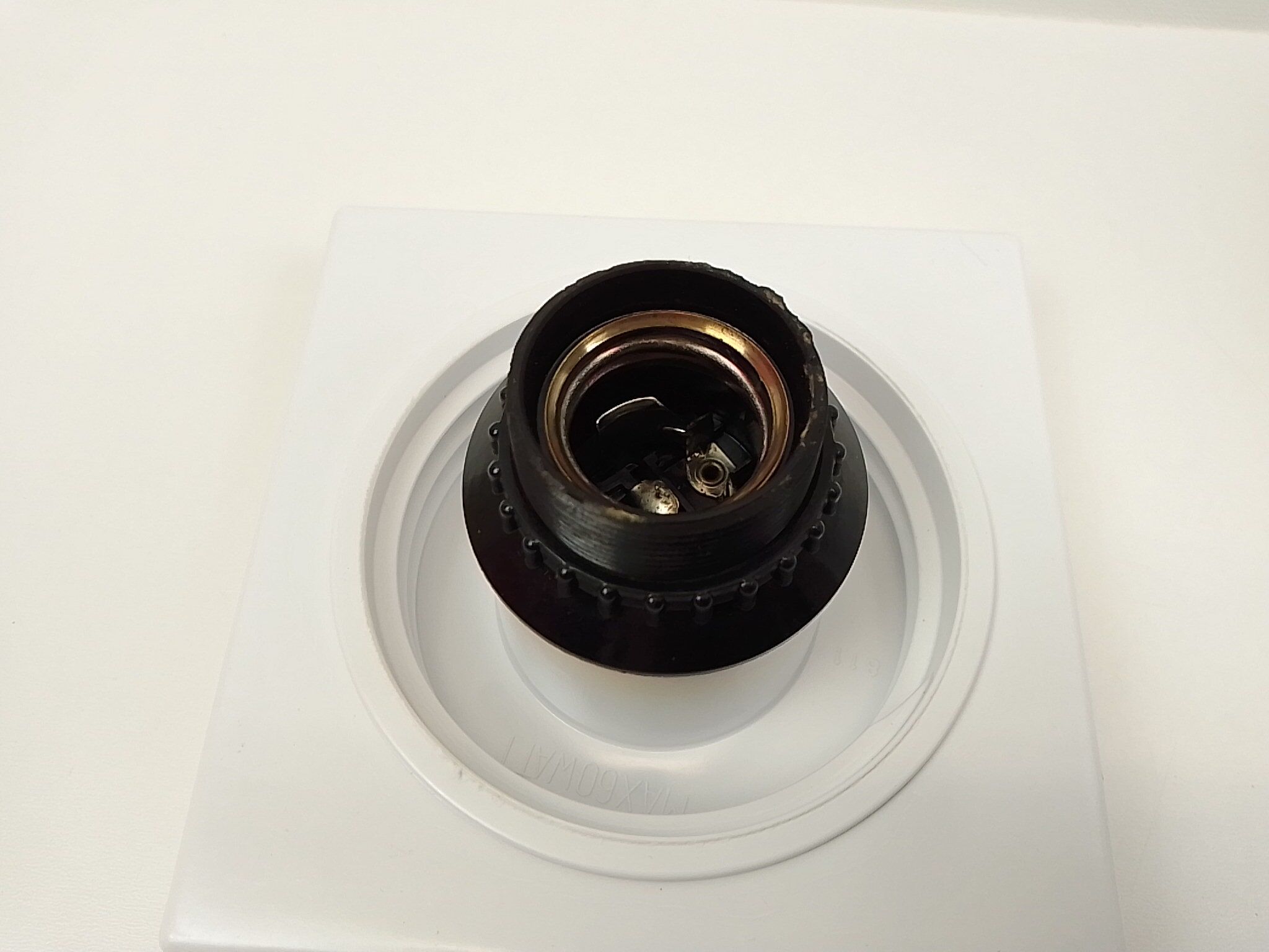 Glass wall or ceiling lamp and plastic base