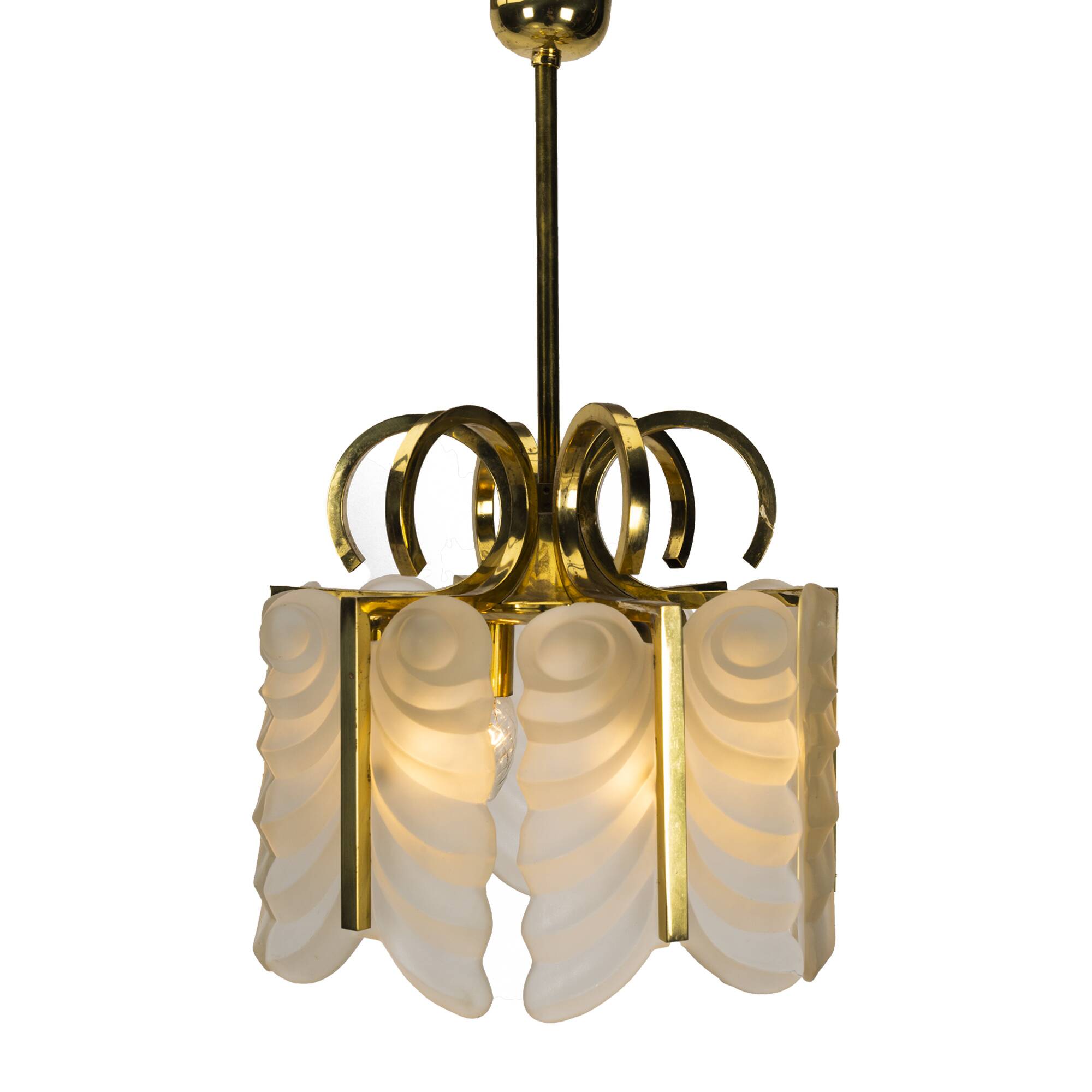 Brass and Glass Pendant Lamp by Carl Fagerlund for Orrefors