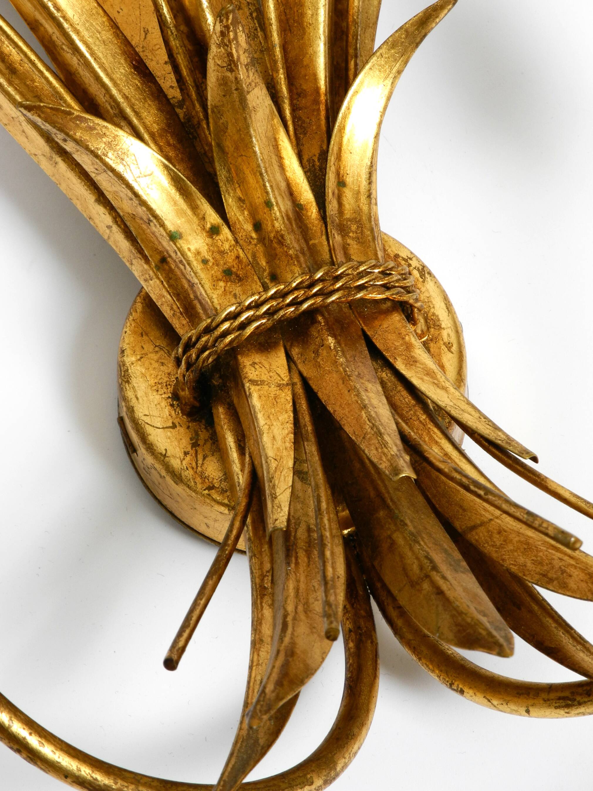 Beautiful large 70s gold-plated 2-armed metal wall lamp by Hans Kögl