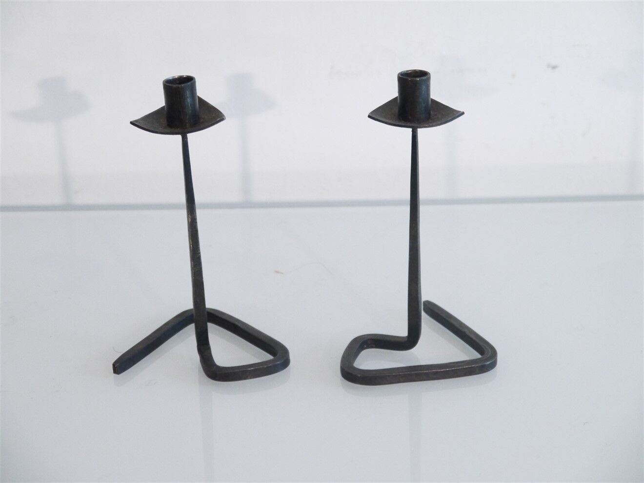 Pair of wrought iron candle holders 1960