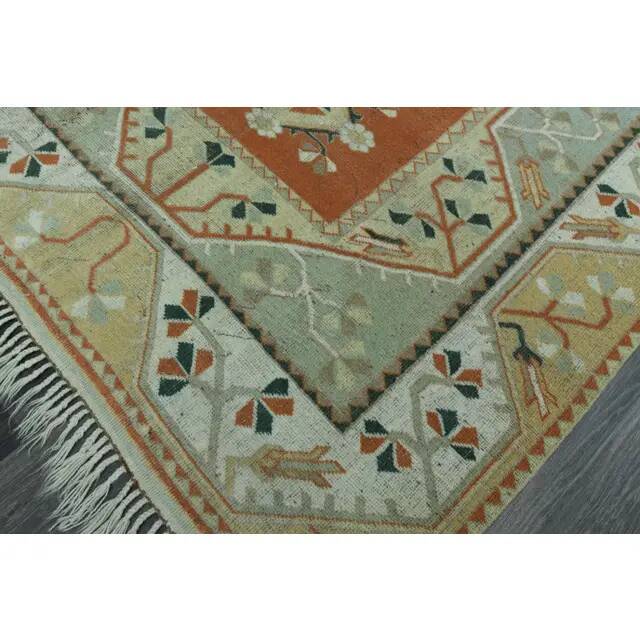 1970s Vintage Turkish Handmade Wool & Cotton Orange Area Rug 156x253