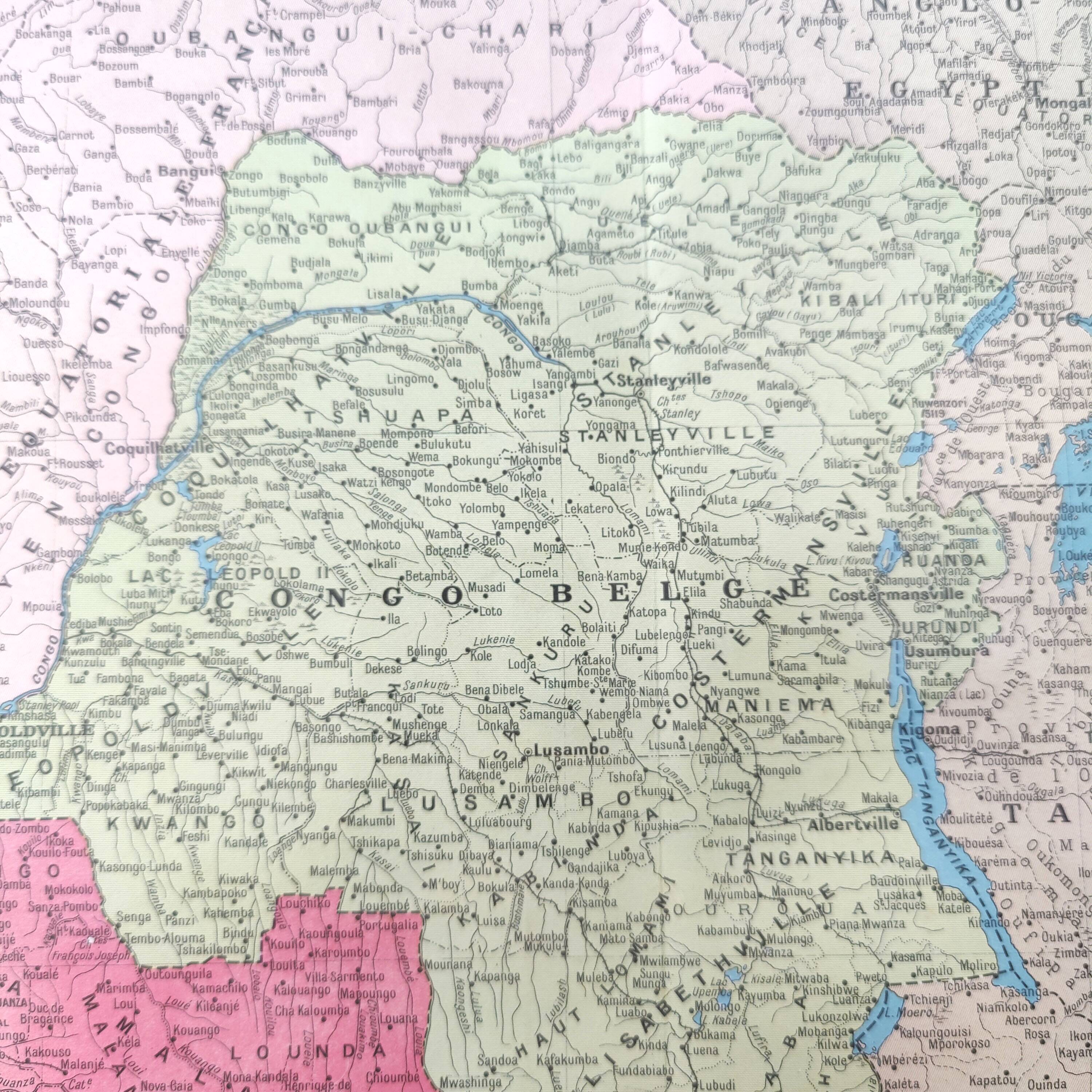 Carte vintage Afrique Centrale  38x43cm de 1950