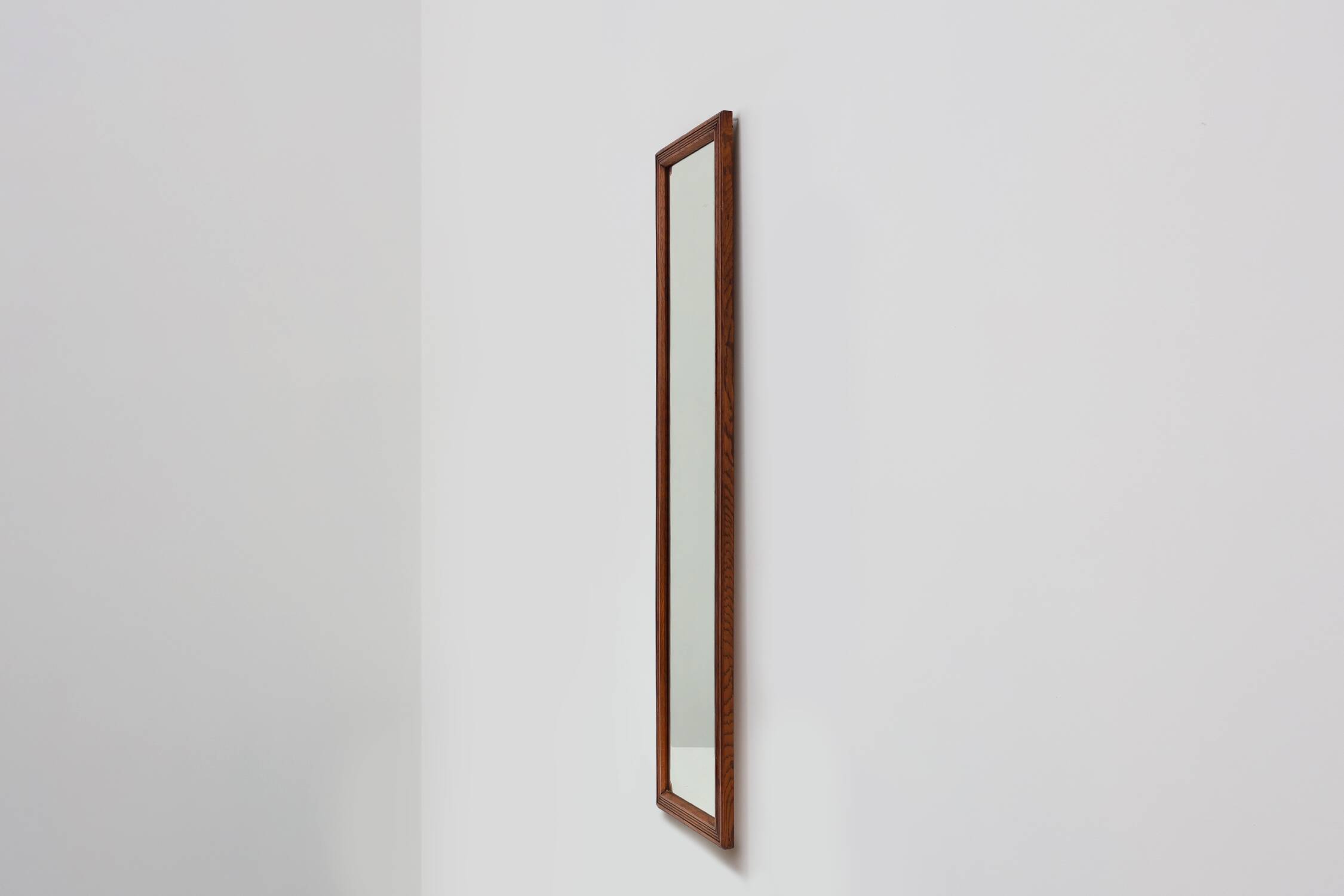 French art deco mirror with carved oak wooden frame, ca. 1930