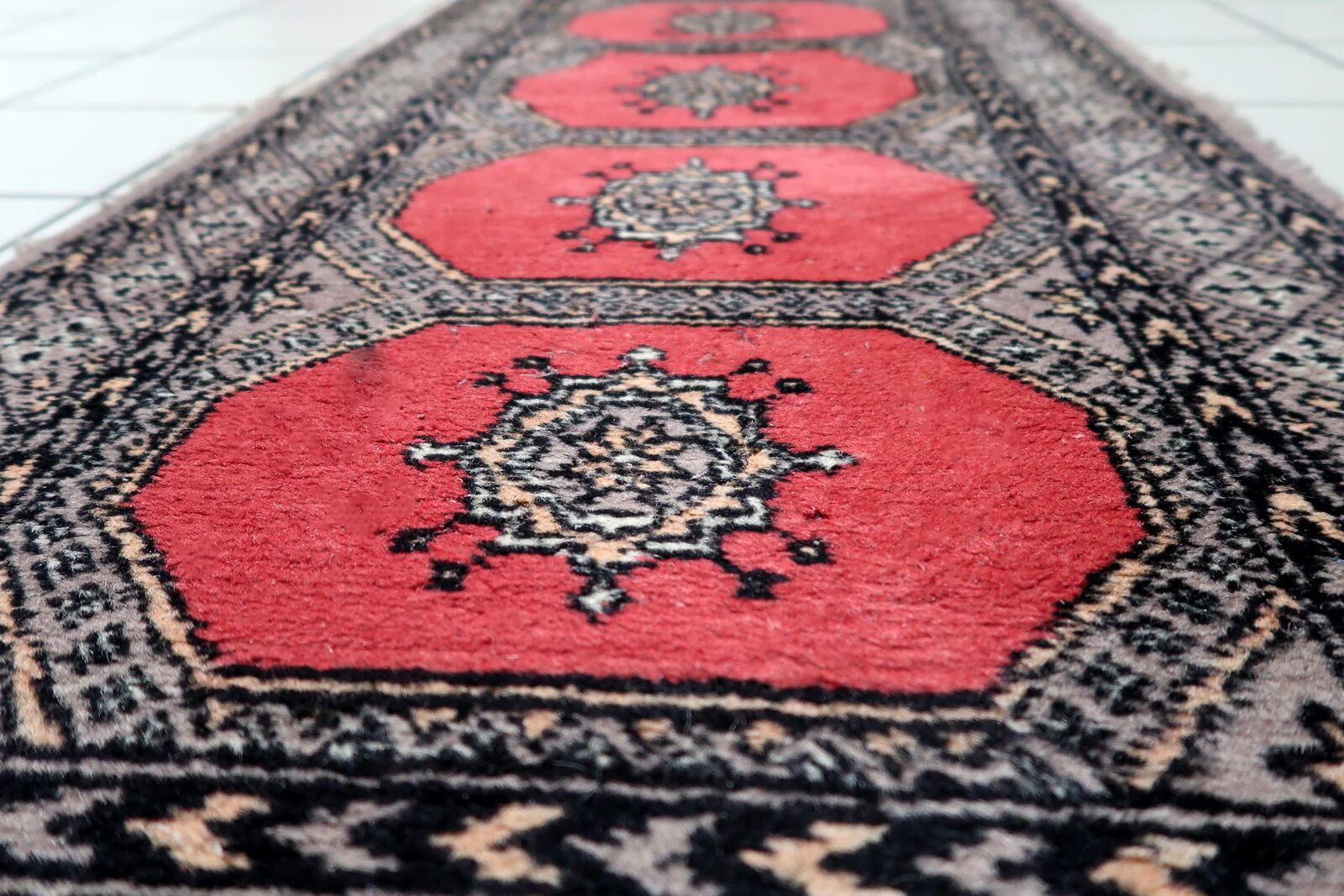 Vintage Uzbek Bukhara runner 63cm x 170cm 1960s