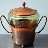 Art Nouveau Smoked Glass Punch Bowl Copper Crafted by Carl Deffner