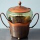Art Nouveau Smoked Glass Punch Bowl Copper Crafted by Carl Deffner