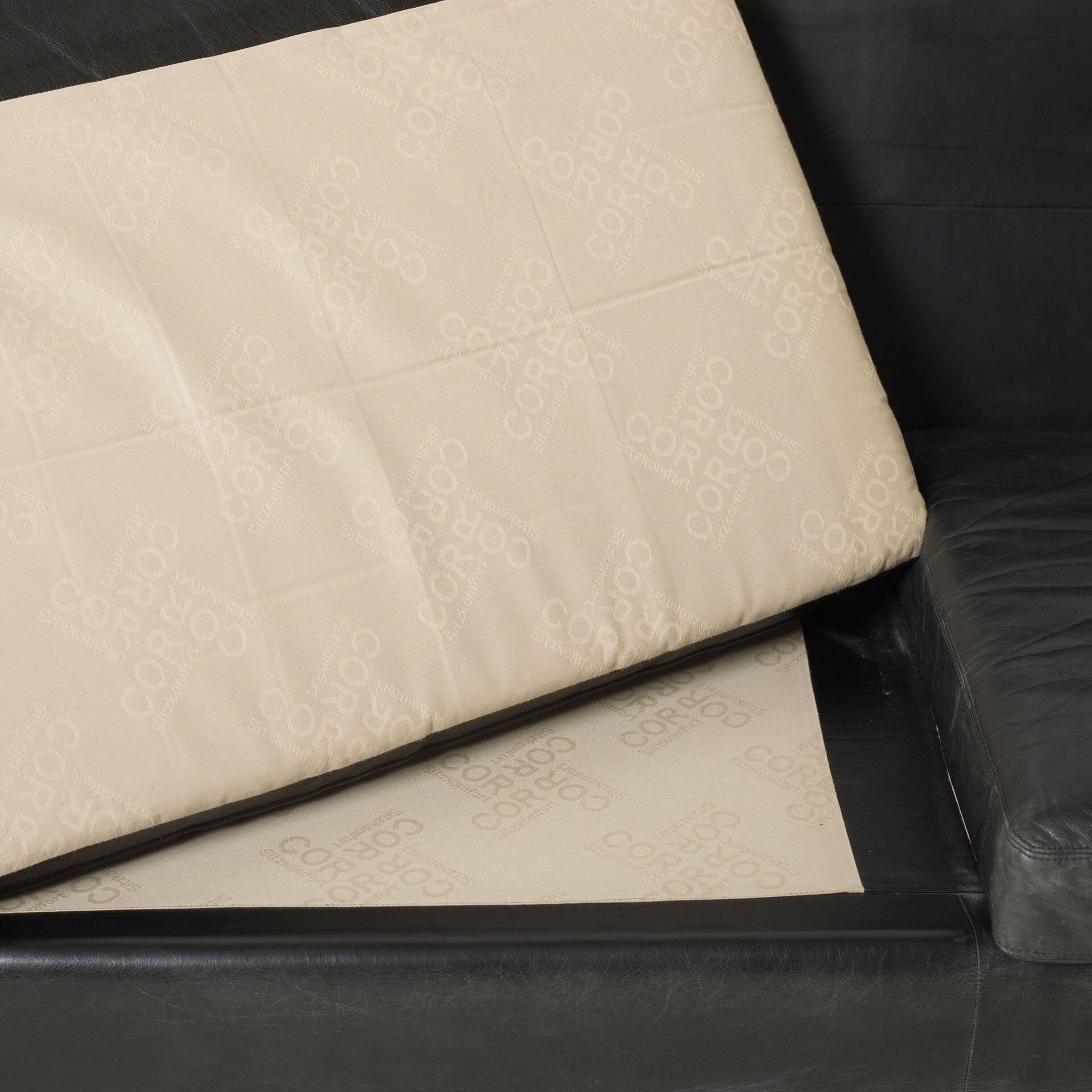 Cor Conseta black leather 3 seater sofa, Germany, 1970s