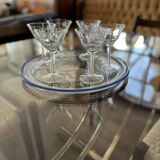 Vintage hand-engraved crystal glasses, 1940s, set of 6
