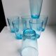 Lot de 7 verres à eau made in france en verre bleu années 70