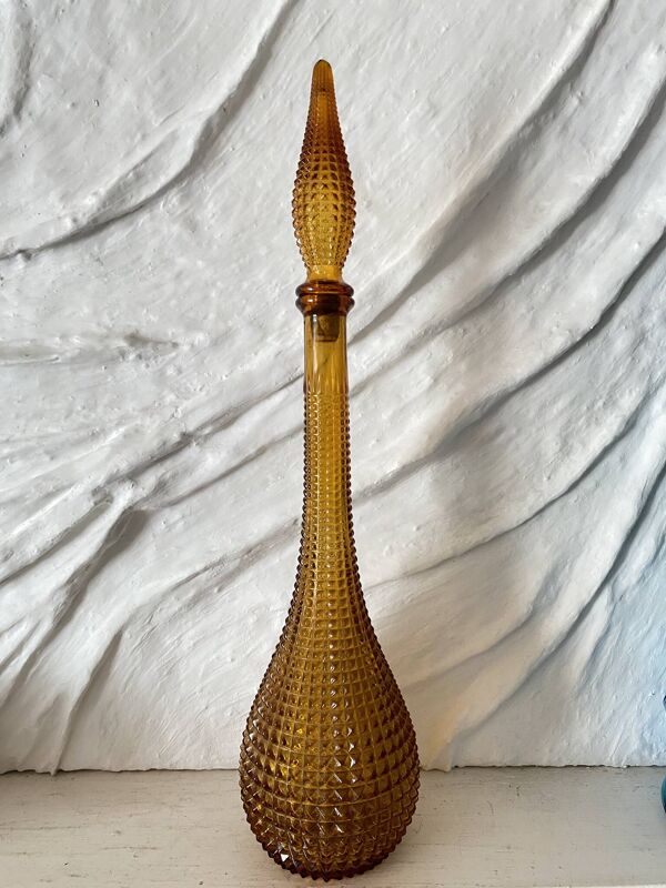Carafe empoli ambre , carafe italienne années 60-70