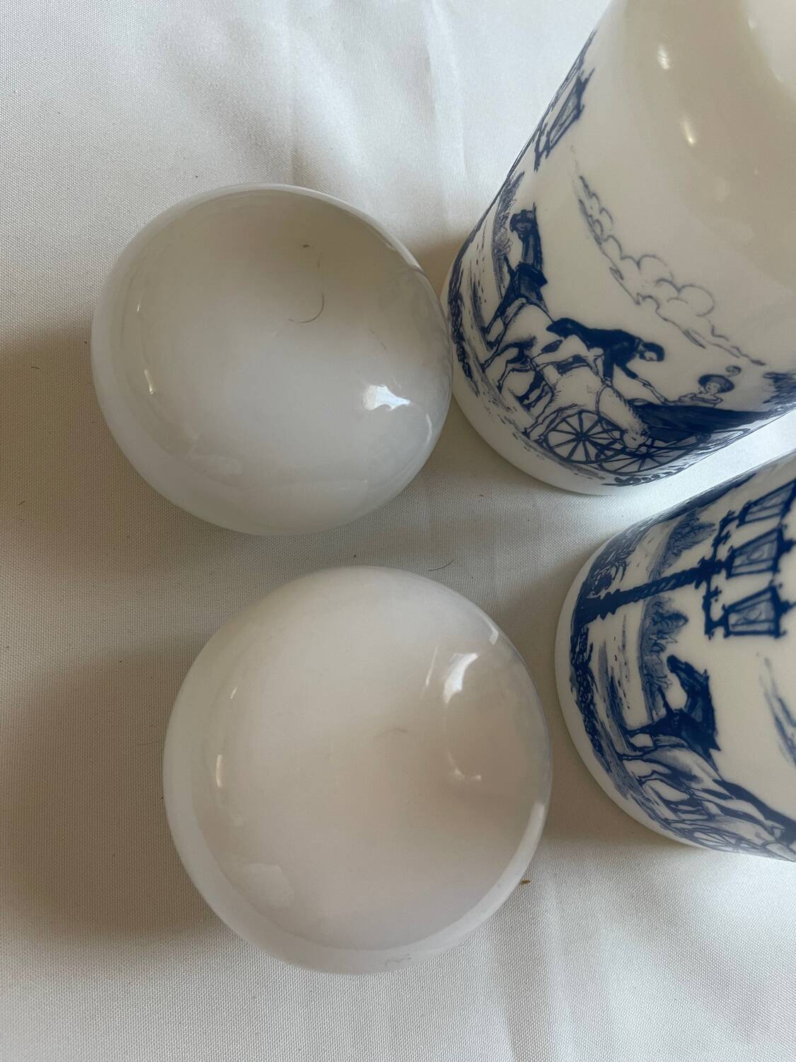 Set of two large opaline apothecary jars