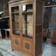 Vintage rococo oak bookcase with 2 glass doors.