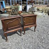 Pair of Louis XV style oak bedside tables