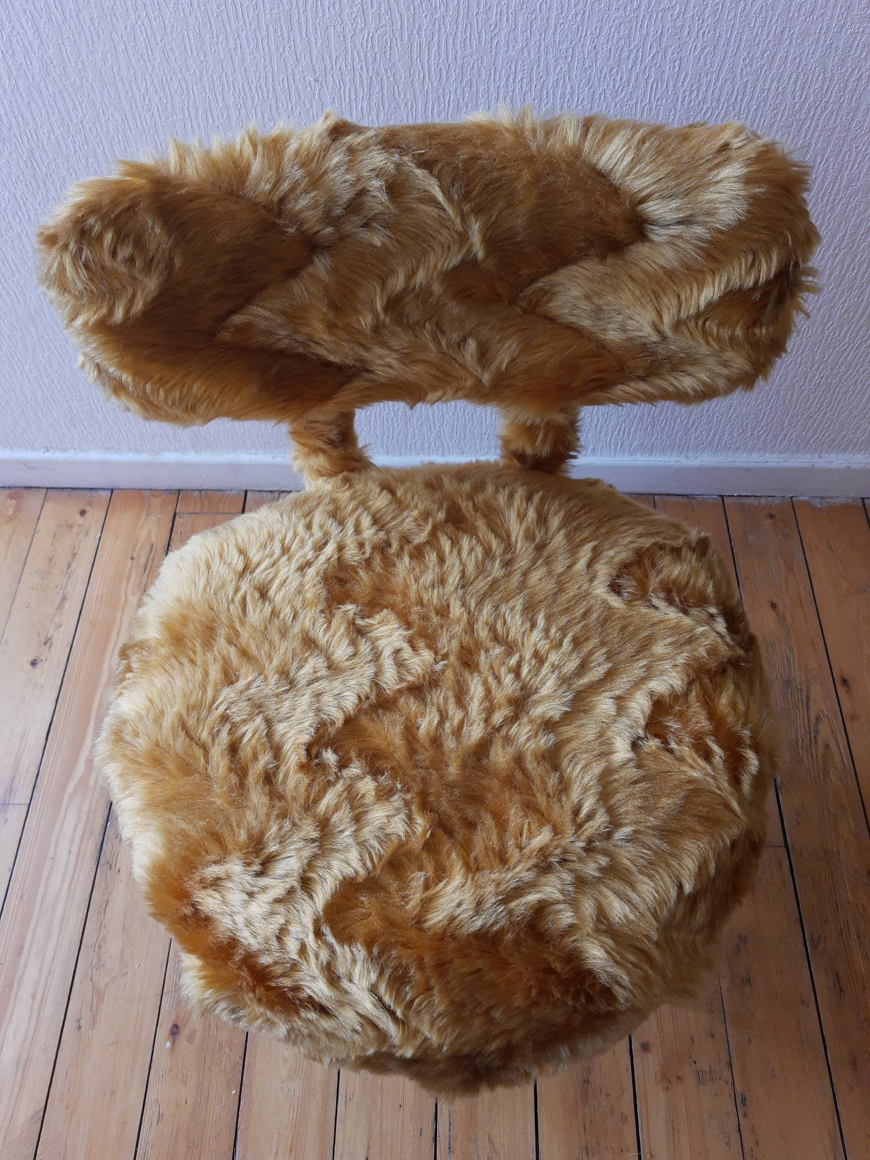 Vintage Moumoute Chair Pelfran Mustard Yellow