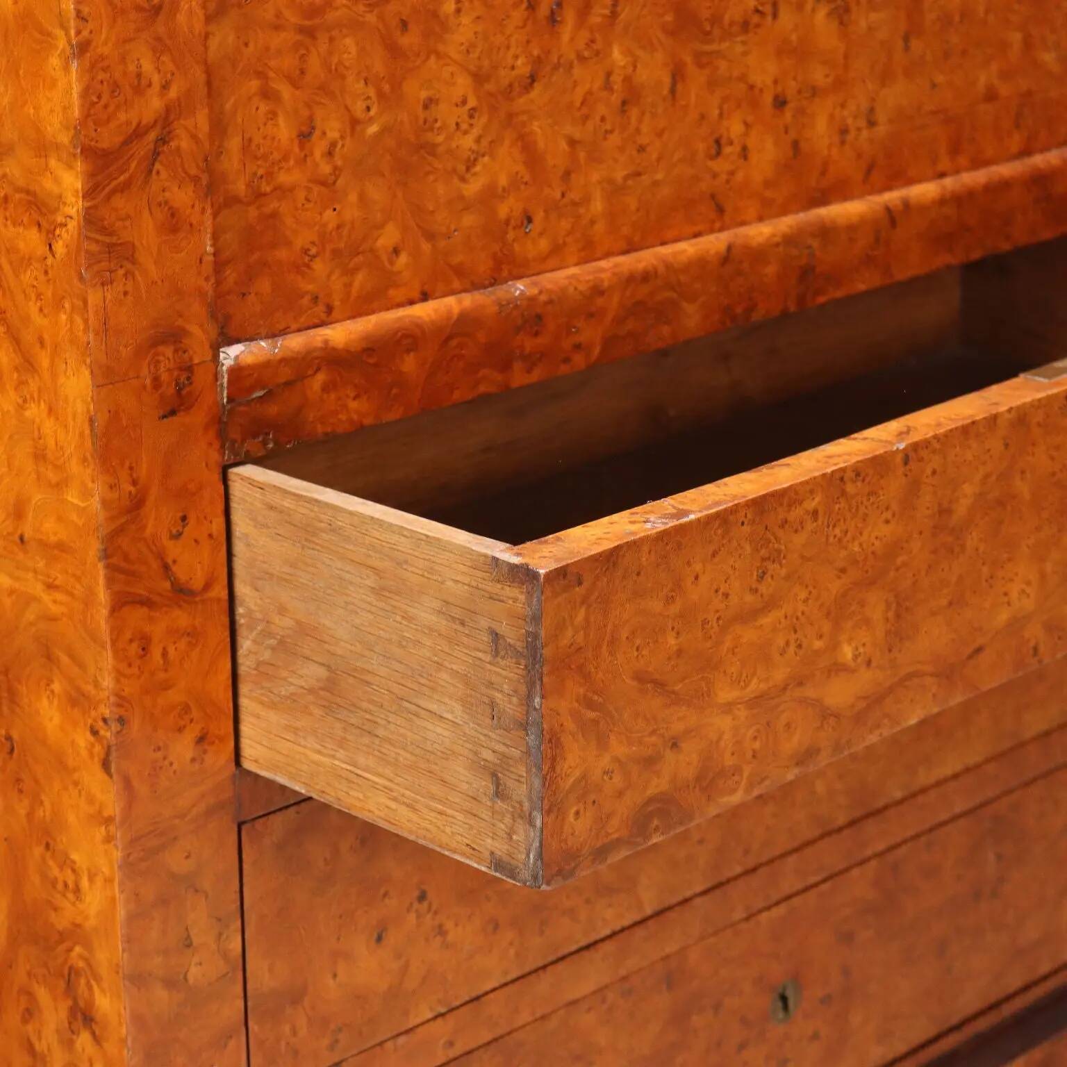 Former secretary in elm with a marble top, France, 19th century.