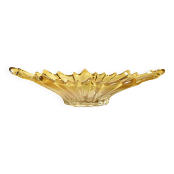 Vintage basket in molded glass and dyed yellow