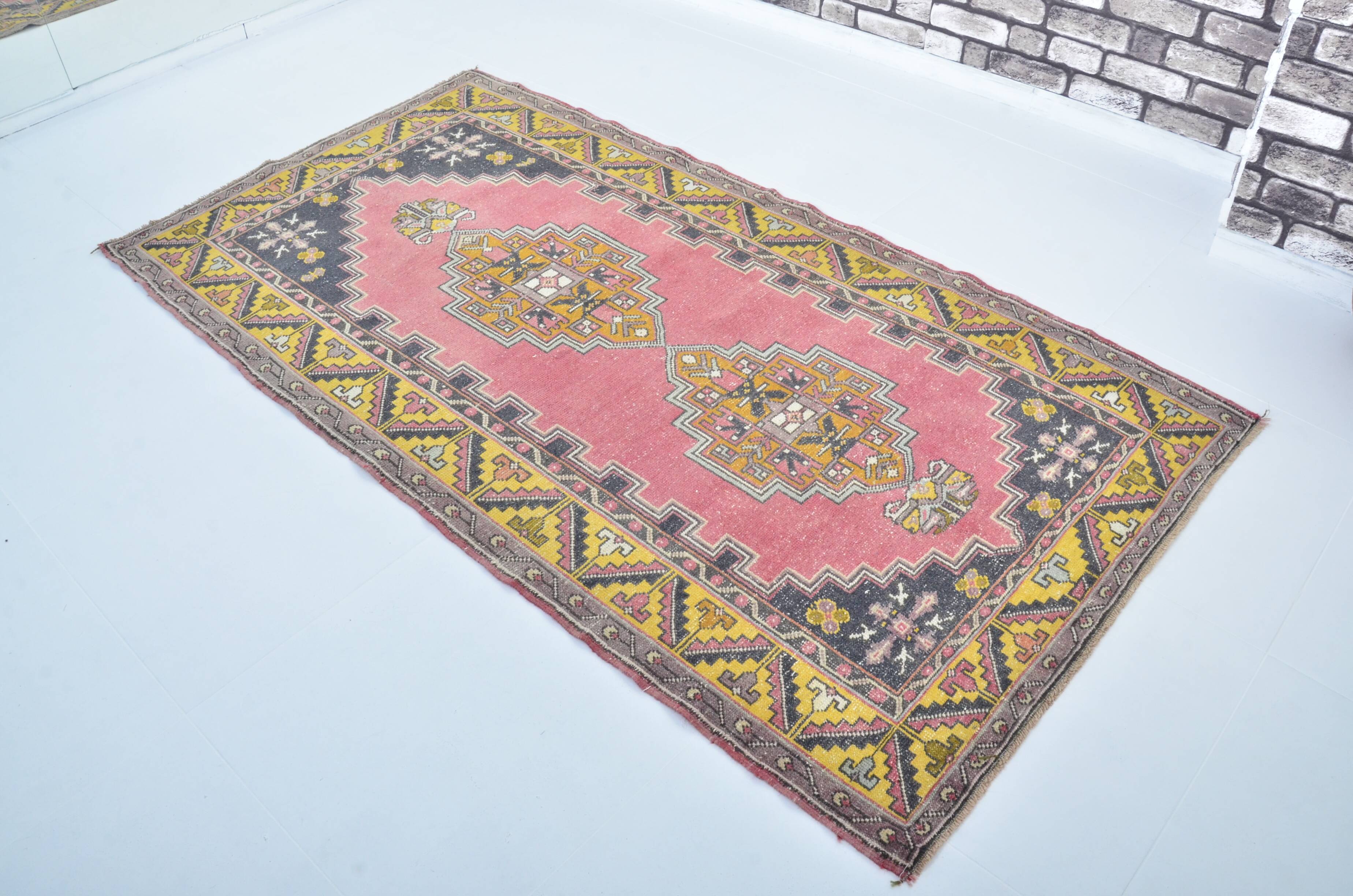 Tapis turc bio rose et jaune sku 3283