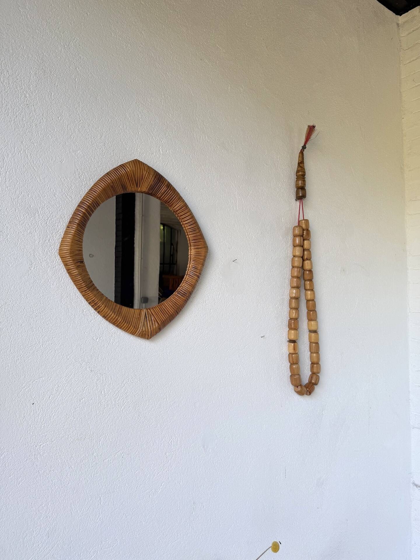 Woven wicker mirror French Riviera 1960