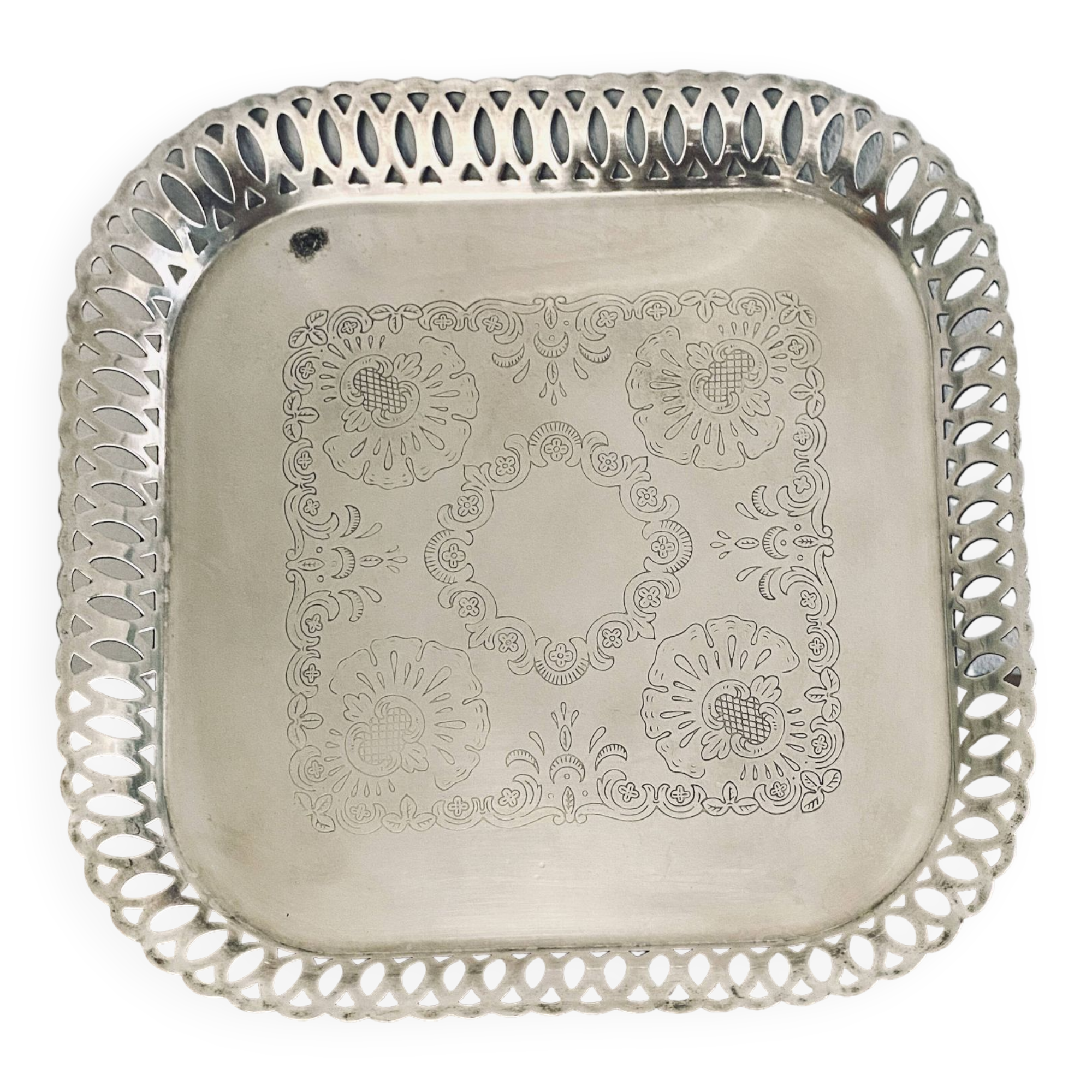Silver metal tray, 1950s