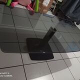 Rectangular living room coffee table with tempered glass and central foot