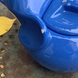 ELEPHANT teapot in blue enameled ceramic in the shape of an elephant, stamped collector and vintage
