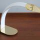 Lampe de bureau vintage en cuir gravé et en laiton plaqué or, Italie années 1970