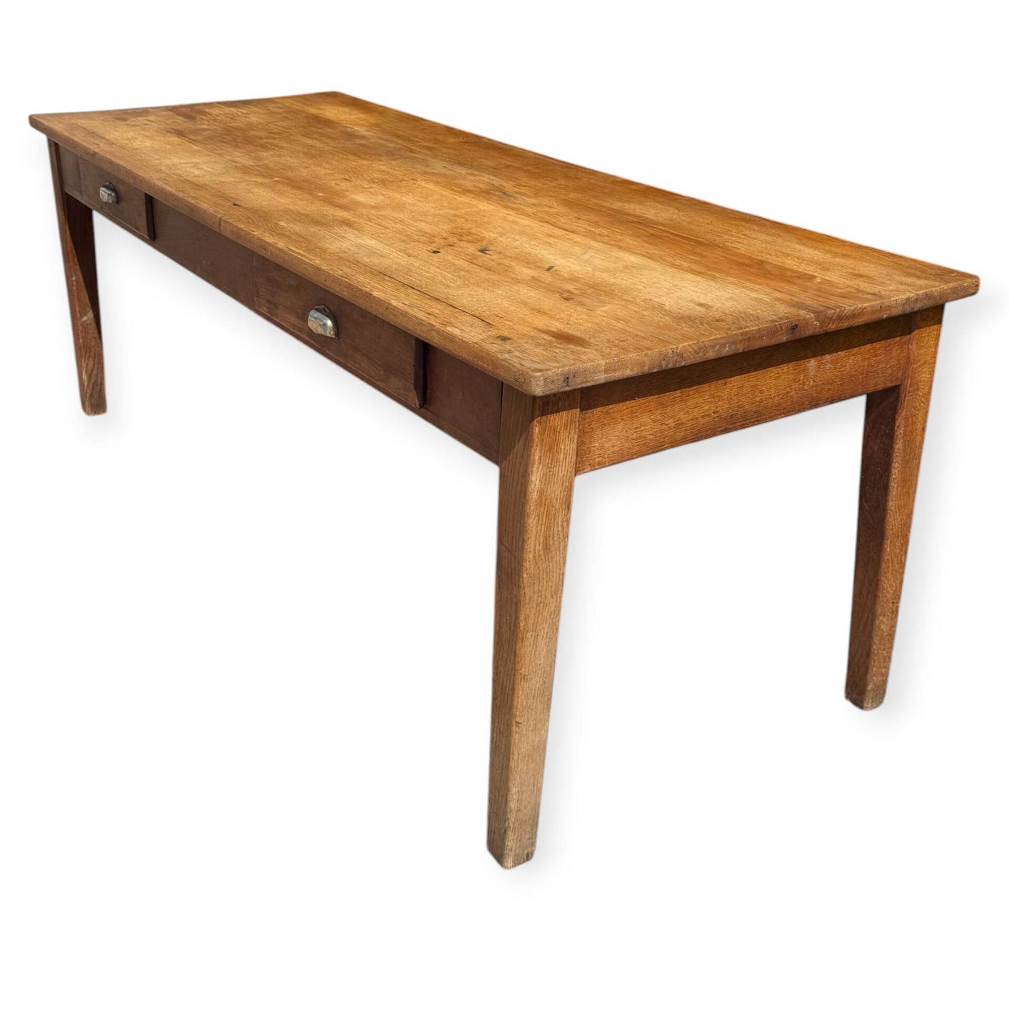 Table de ferme en Chêne 1900 France 2 tiroirs