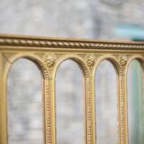 Vintage screen, old 3-panel screen, molded wood and fabric screen