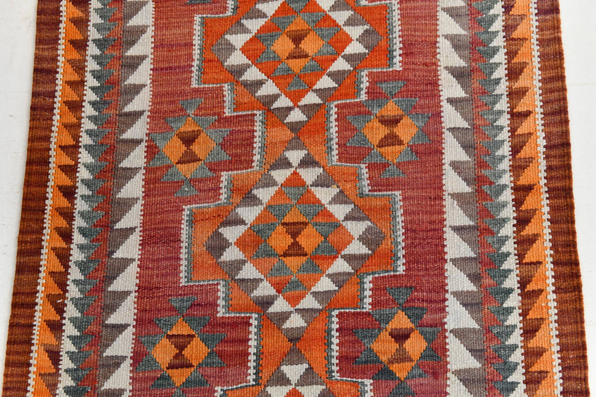 Vintage Burgundy Persian Kilim Runner Rug,, 98x235Cm