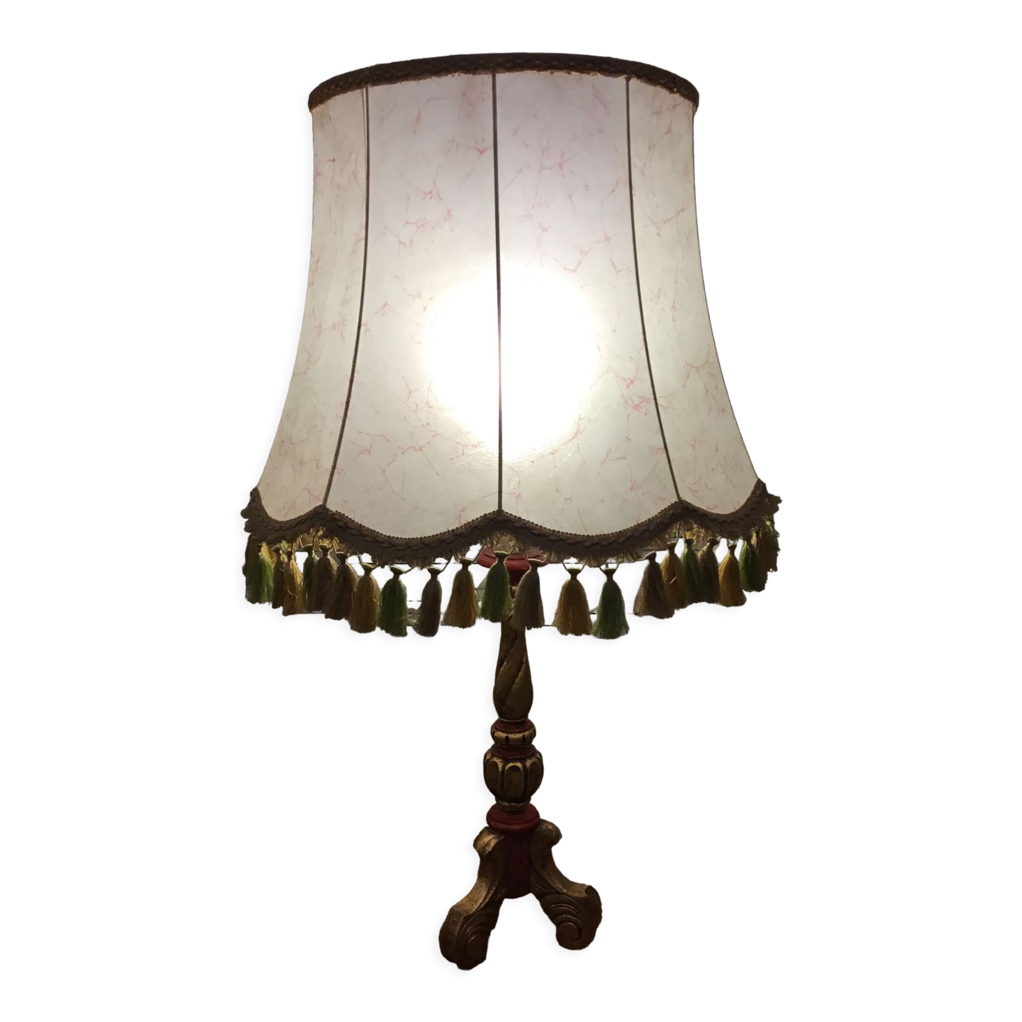 Lampshade in pigskin mounted on foot Spanish style.