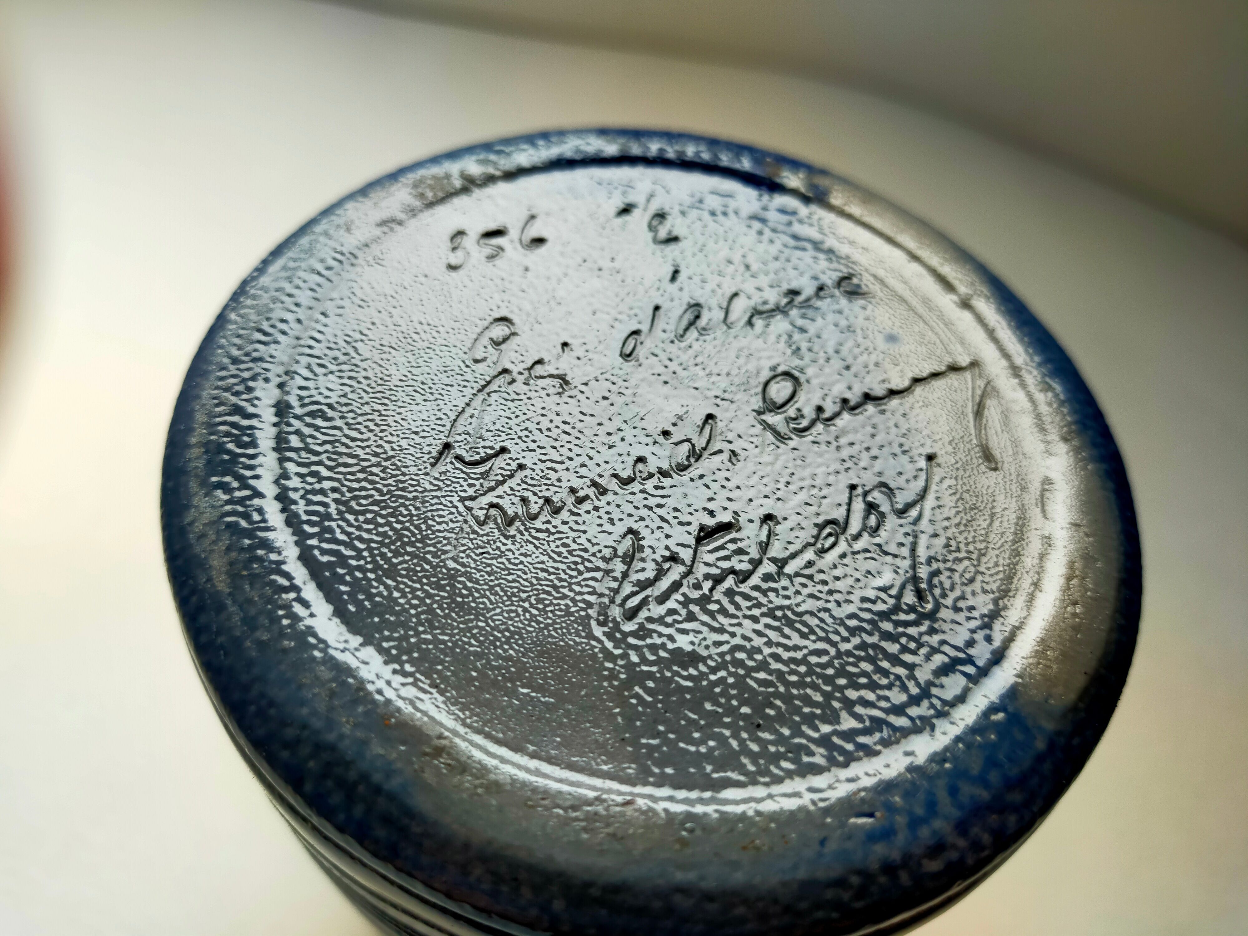 mug in blue Alsace sandstone signed