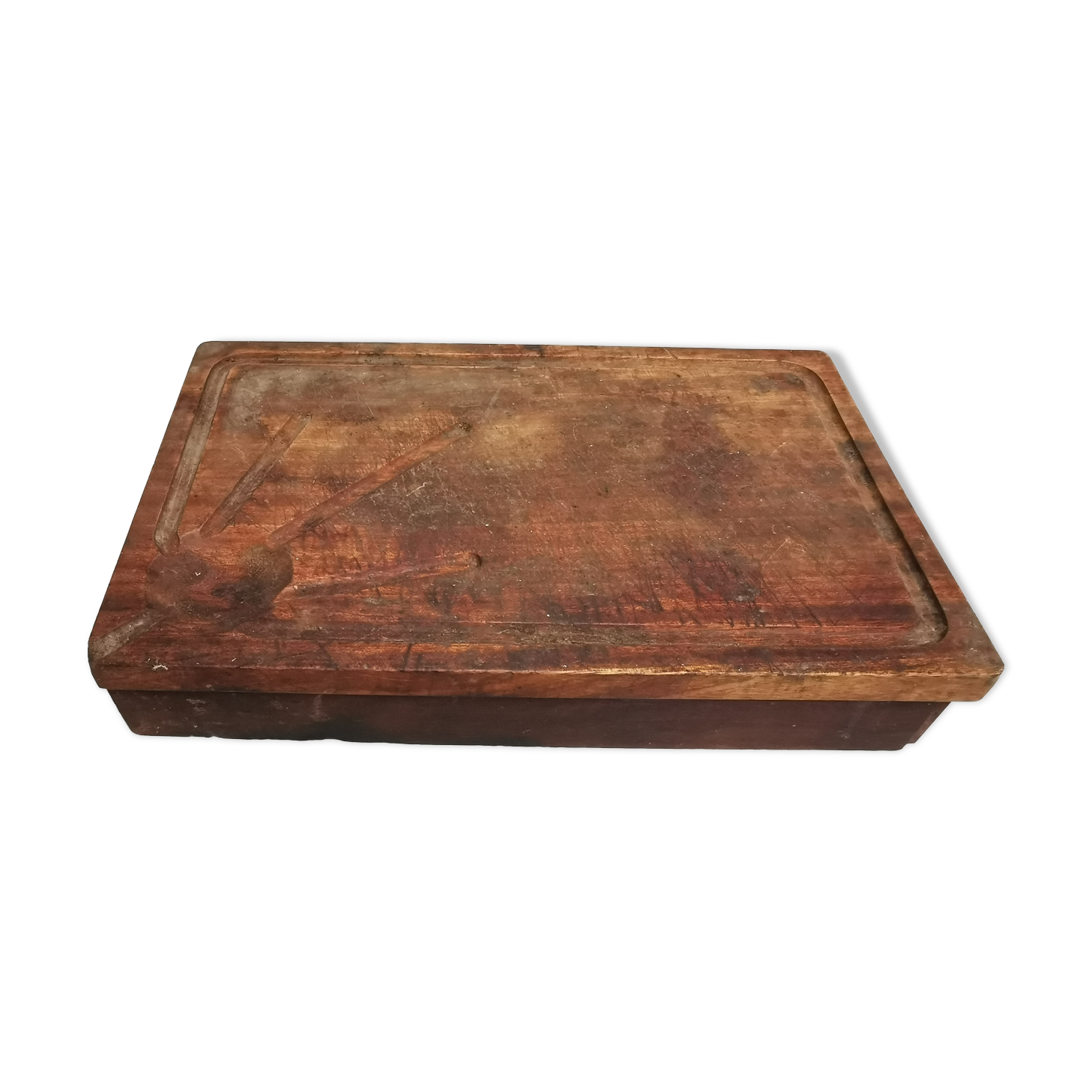 Old Wooden Cutting Board with drawer for knives. block...
