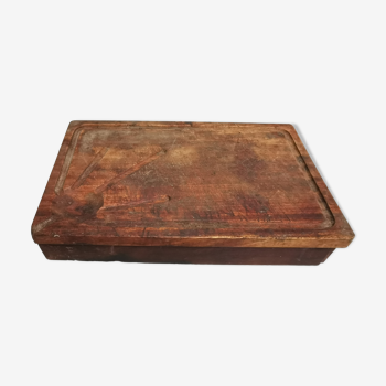 Old Wooden Cutting Board with drawer for knives. block...