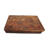 Ancienne planche à découper en bois avec tiroir pour les couteaux . billot ...