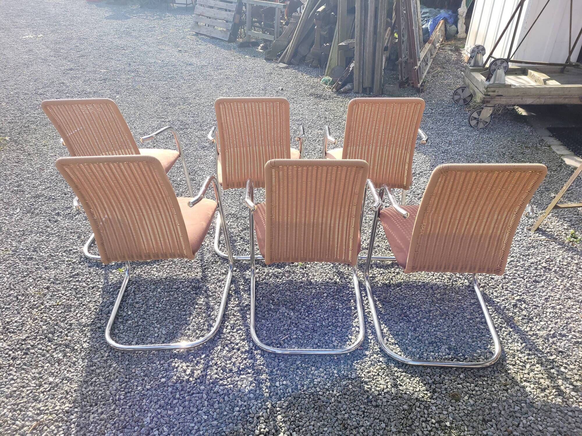 6 chairs in chrome metal effezeta Italy 70s