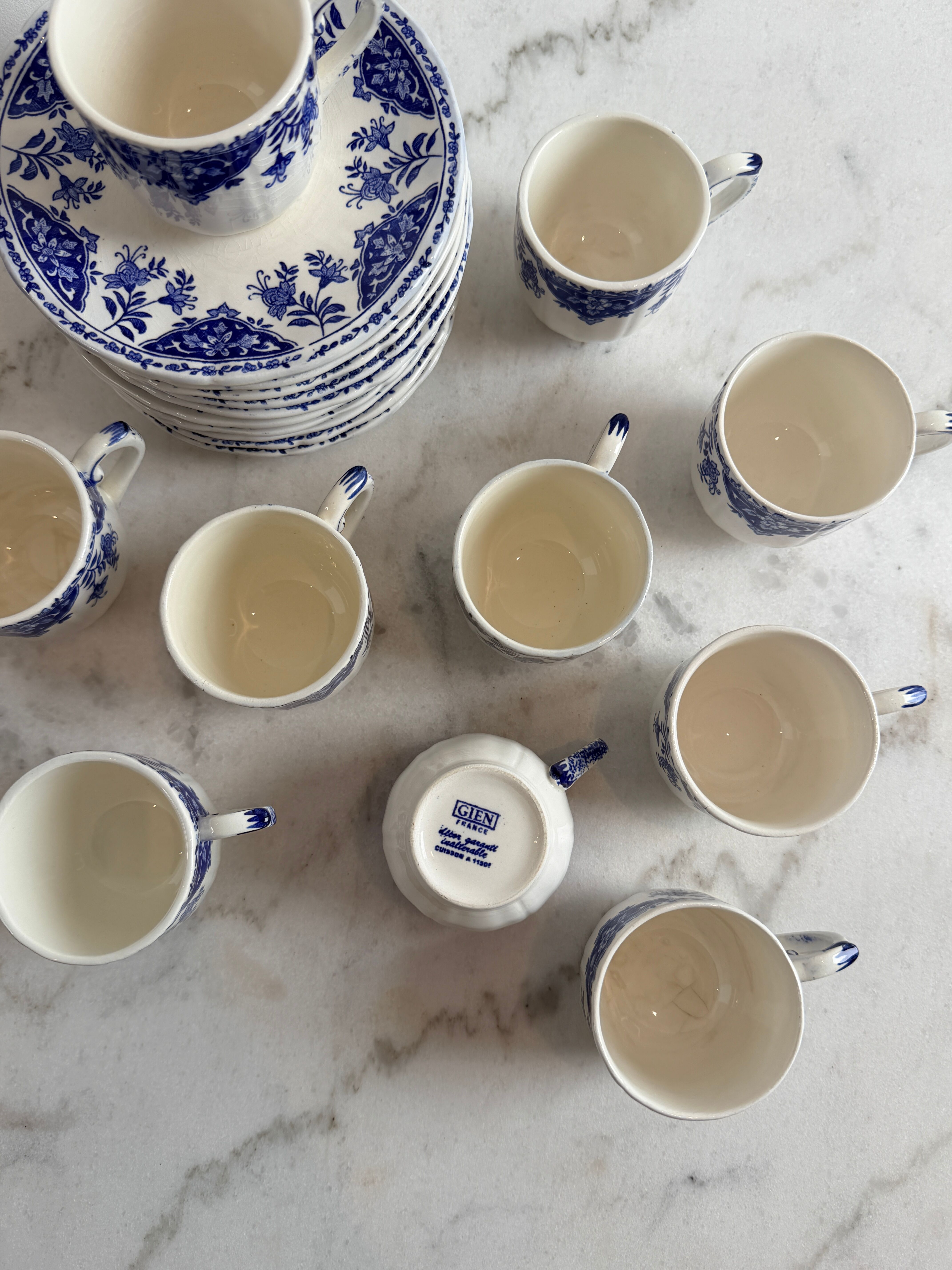 Set of 10 coffee/espresso cups - Gien - Ironstone