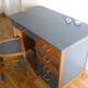 Bureau années 50 bleu nuit et sa chaise assortie