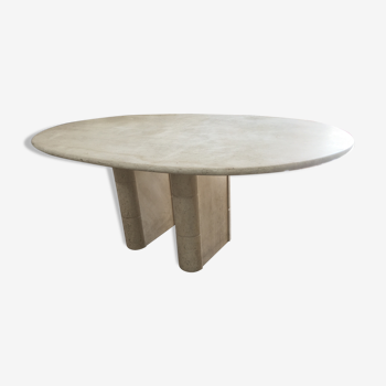 Oval table in Travertin - Roche Bobois