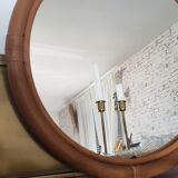 Miroir rond en rotin