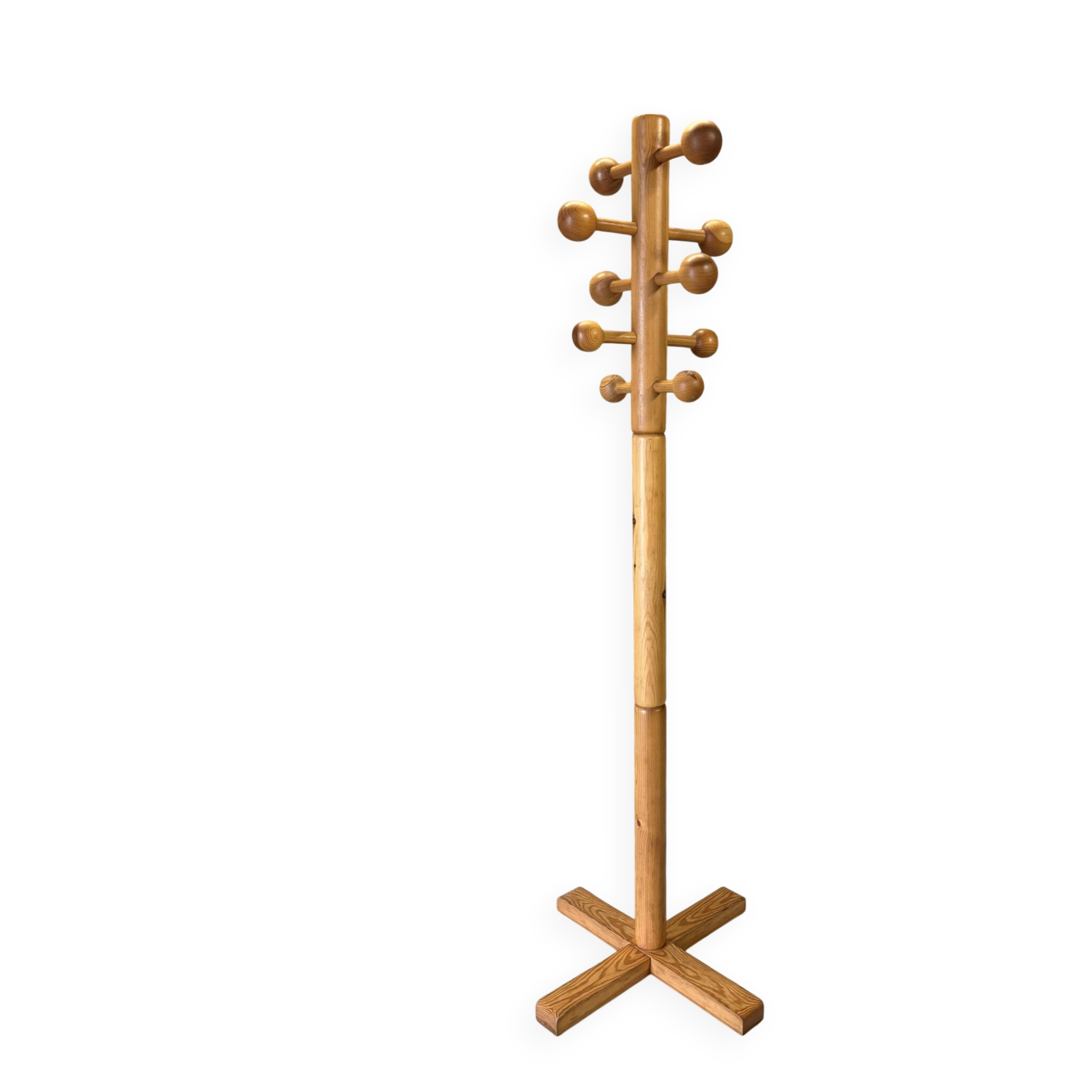 Solid pine coat rack, 1980