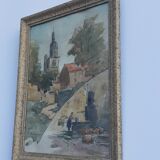 Watercolor painting country village