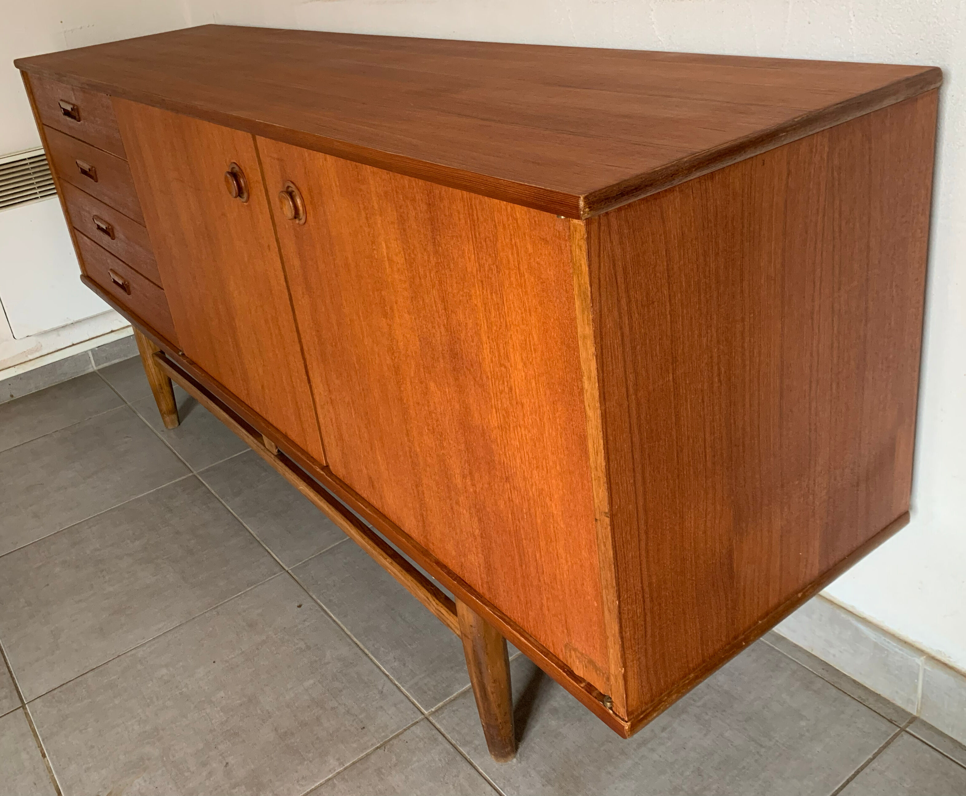 Vintage Scandinavian enfilade from the 60s in teak