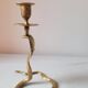 Zoomorphic snake cobra brass candle holder