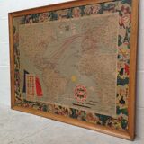 Carte des lignes compagnie générale Transatlantique 1959 encadrée
