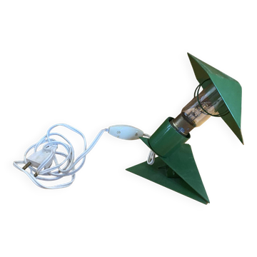 Lampe pince en métal vert, années 50