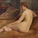 Nu féminin du XXe siècle, peinture signée P. Sieffert