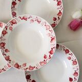 Set of 4 hollow plates, Céranord, apple pattern, vintage