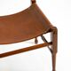 Rare 1990s safari stool with a teak frame and a seat made of brown saddle l
