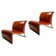 Set of Chromed Metal and Leather Armchairs by Vittorio Introini for Saporiti, 1965