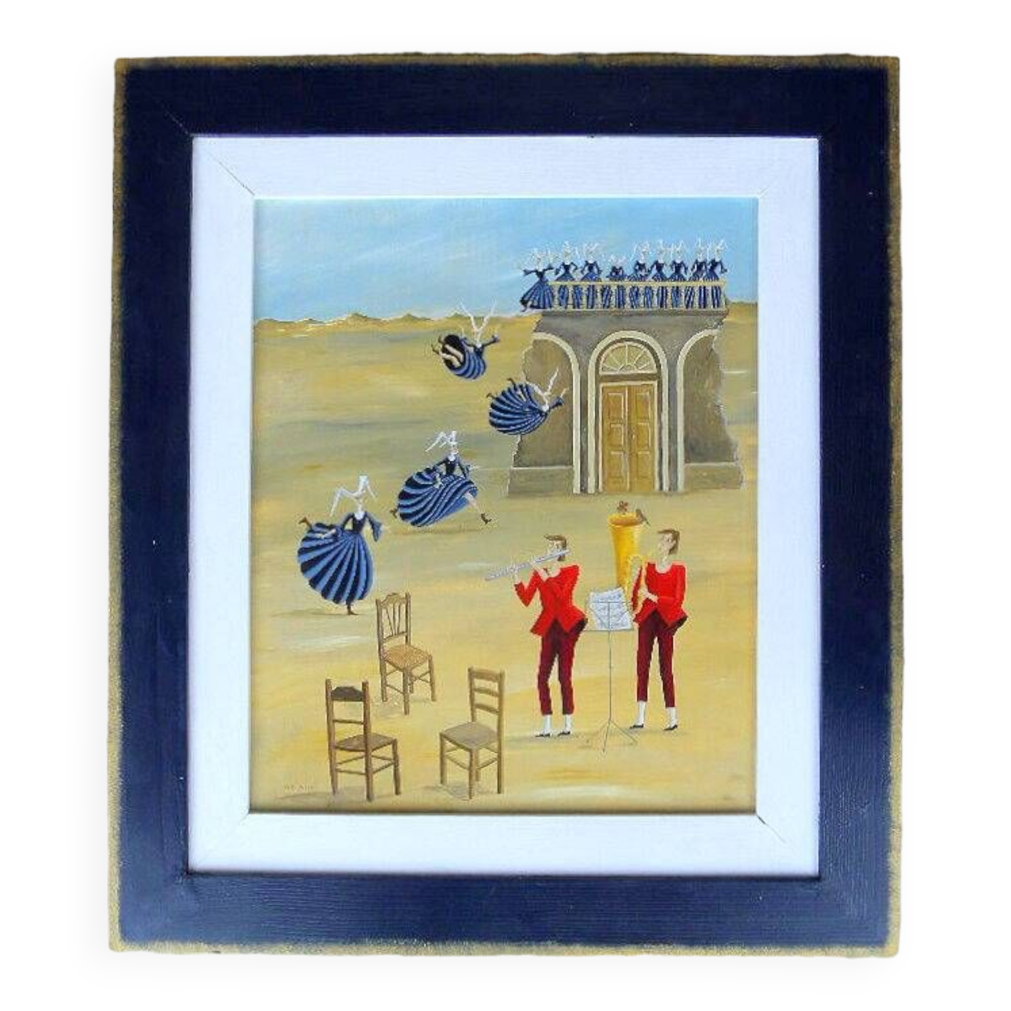Contemporary painting panel signed c. perret swiss painter.